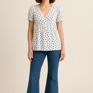 NEW Babydoll Top Size Small Hello Mia Y2K Style Ditzy Floral Soft Stretch NWT